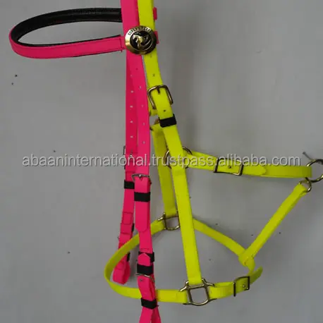 Amarelo Rosa Fantasia Misturada Rustproof Resistência Bridle Bridle Cavalo PVC estofamento de EVA Macio e conforto na enquete