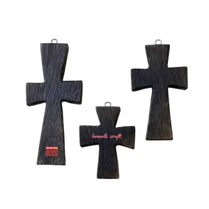 Fait à la main taille personnalisée conception en bois bijoux pendentif croix en bois africain boucles d'oreilles