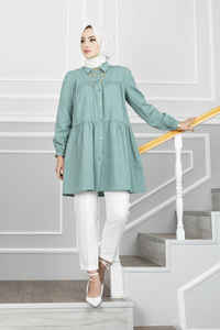 Ethnic Style Modest Fashion Abaya Tunic Hijab Dress Lycra Material <b>Frilly</b> Hijab <b>Shirt</b> Set for Adults Turkish Islamic Clothing - Product Image 5