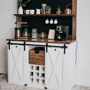 Weston Chalkboard Coffee Bar Buffet Wooden Sideboard Storage Cabinet