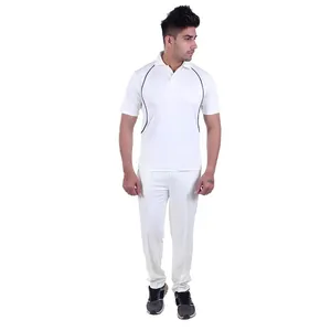 Conjunto de uniforme de cricket, de alta qualidade, uniforme de cricket branco, com logotipo da marca e camisa de nome da equipe