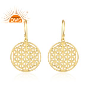 Boucles d'oreilles pendantes en argent sterling 925 plaqué or de qualité supérieure, nouveau design filigrané, fabricant de bijoux en argent - Product Image 3