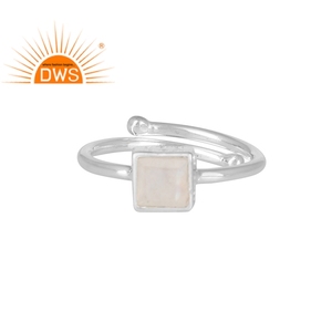 Rainbow Moonstone <b>Ring</b> <b>Adjustable</b> <b>Rings</b> Jewelry Wholesaler Shiny Finished 925 Sterling Silver Jewelry Supplier - Product Image 1