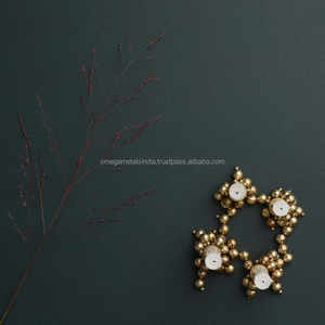 Conjunto de 4 latón molécula titular de la vela y un candelabro vela titular-caso decoración Interior soporte de la vela - Product Image 2