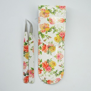 Lot de 2 étiquettes magnétiques florales personnalisées pour pochettes, assorties aux outils d'extension de cils, incluant des pinces à épiler en gros avec marque privée - Product Image 5