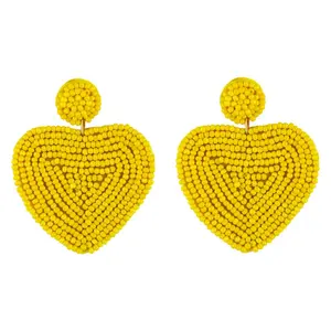 ¿Hecho a mano hueco granos de la semilla Plaza gota pendientes bohemio de resina de corazón con cuentas pendientes para chica de la India? - Product Image 1