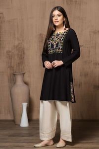 DESIGNER---NEW--ELEGANT---EMBROIDERY ON KURTA--WITH--PANT---FOR Party-wear-dress with applique work for Party/ Wedding =2021. - Product Image 2