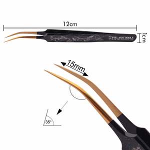 Stz — pincettes pour Extension de cils, pinces à épiler, entièrement imprimées, noires, avec pointe en or, étiquette privée, professionnelles - Product Image 3