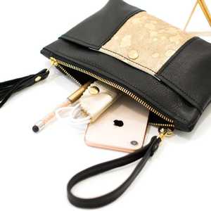 Designer Women's <b>Zipper</b> Closure Wristlet Pouch Black Tassel Decoration Classical Fashionable Long Length Leather <b>Wallet</b> Logo - Product Image 1