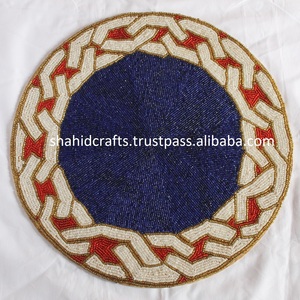 Handmade Modern White Plastic Round <b>Beaded</b> <b>Placemat</b> - Product Image 6