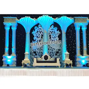 Top Wedding Stage With Palm Tree & Roman Pillars Gorgeous Wedding Double Roman Pillars Stage Western Wedding Modern Stage Decor