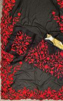Bollyden — vêtements ace fantaisiste en SATIN, tenue de soirée fausse GEORGETTE rouge avec découpe brodée, BLOUSE BANGALORE