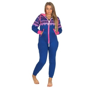 Ensemble d'hiver pour femme en molleton de coton léger, grande taille, design 2-en-1, anti-transpiration, combinaison de survêtement, pyjama, combinaison de nuit, à capuche, pour le jeu - Product Image 1