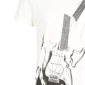 T-shirt blanc confortable à col rond avec impression numérique, design de guitare personnalisé 2026, pour garçons/hommes - Product Image 5