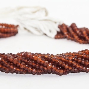 Hessonita Natural granate marrón suave liso Rondelle cuentas de piedras preciosas - Product Image 2