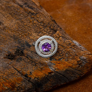 Anillo de piedras preciosas de amatista púrpura de plata esterlina 925 al por mayor hecho a mano con baño de rodio para fiestas - Product Image 3