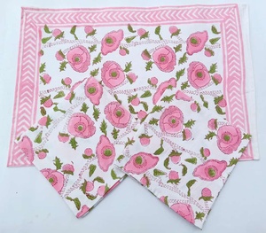 Ensemble de nappes de table en coton pur imprimé à la main, imperméable, imprimé à la main, avec serviette pour une utilisation en extérieur - Product Image 3