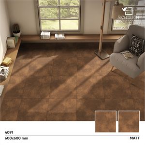 Azulejo de Piso Cerámico Marrón Oscuro de Bajo Precio, Calidad de Exportación, Superficie Mate, Azulejo Rústico de Porcelana, Azulejo de Cuerpo Completo 600*600 - Product Image 2