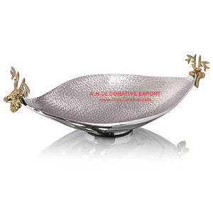 Bol de luxe en métal fini argent avec Base en marbre de forme ronde pour bonbons et chocolat - Product Image 5