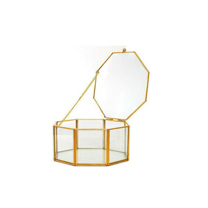 Golden Custom Metal <b>Clear</b> Glass Terrarium for Jewellery - Product Image 1