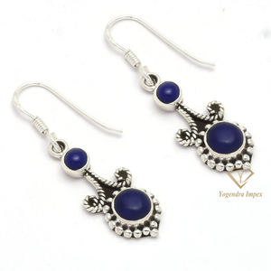 Boucles d'oreilles Boho faites à la main en argent Sterling 925 Lapis Lazuli naturel pierre précieuse bijoux Boho à la mode pour les mariages fêtes grand cadeau - Product Image 1