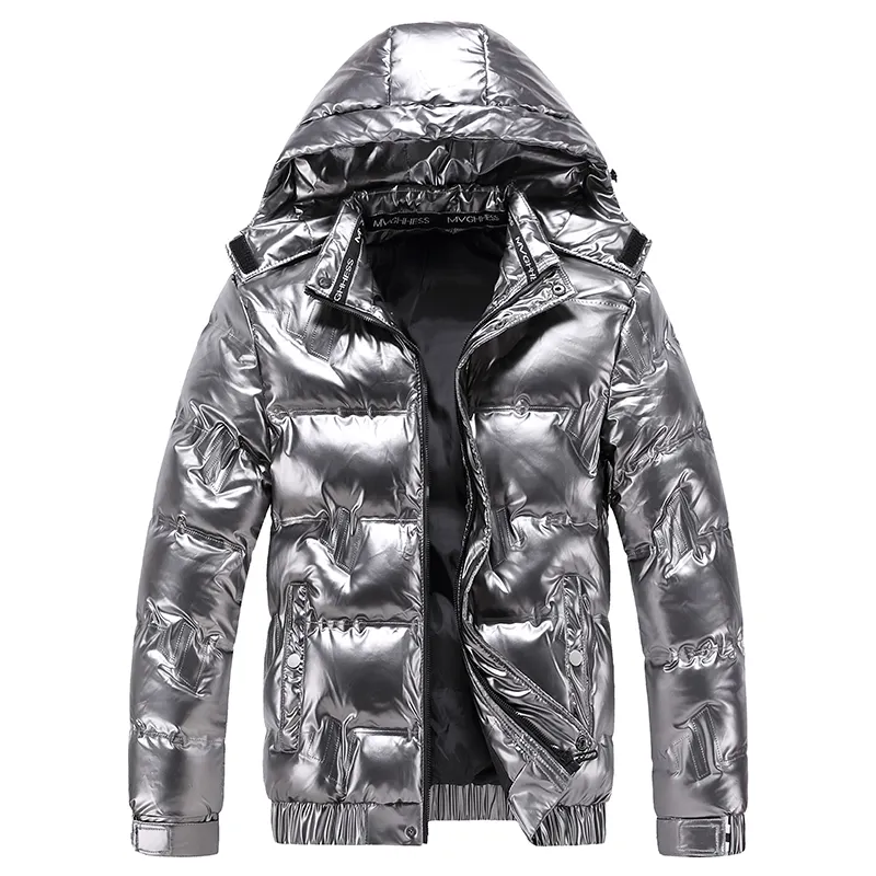 Best Quality Mens Black Grey Shiny Puffer Coat Winter Hooded Long Duck Down jacket