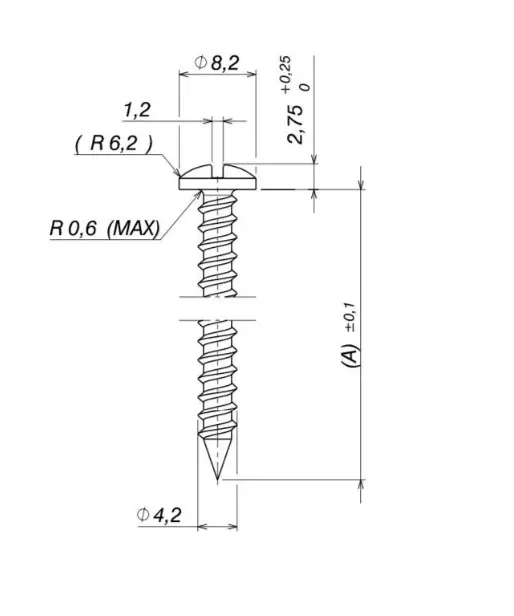 Selbst schneidende Schraube, zylindrischer Kopf, kombinierter Schlitz (DIN 7971 / DIN 7981)