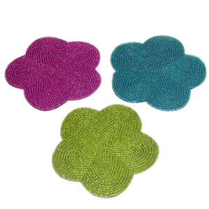 Snowflake Glass <b>Beaded</b> <b>Coasters</b> - Product Image 4