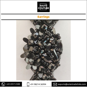 Pendientes de gota negros clásicos más vendidos, ropa de mujer hecha a mano bordada a mano de 12 cm de largo con cuentas genuinas - Product Image 6