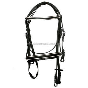 Brida de caballo de cuero elegante con acolchado blanco Banda ancha para la nariz - Product Image 1