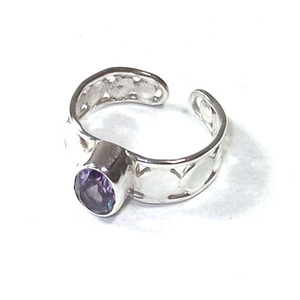 Exquisite Blue Topaz Sterling Silver Handmade Fashionable Designer Band Size-adjustable Lightweight Ring Eternity Vermeil - Product Image 2