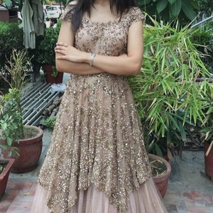 New-Stylish 2021 Kurta with Lehenga Beautiful Applique Work Dress with Lace and Button Decoration for Party/Wedding Sleeved - Product Image 1