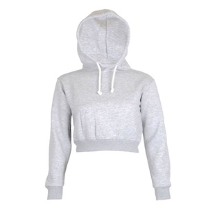 Sudadera corta con capucha para mujer, venta al por mayor, material de forro polar, sudadera corta con capucha para mujer - Product Image 1