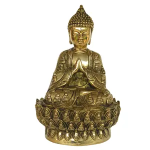 Elegante lucido rifinito pregando statua di Buddha decorazione della tavola artigianato artigianato in metallo scultura di Buddha in ottone esportatore indiano