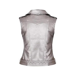 Moda mujer cuero mujer sin mangas moto chaqueta señoras chaleco Casual corto largo cremalleras chalecos - Product Image 2