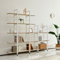 Étagère de rangement contemporaine en bois et métal à hauteur réglable pour salon, bureau à domicile, livres, jouets et poupées, couleur blanche
