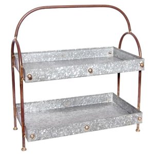 Plateau en fer galvanisé fait à la main avec poignée en fil métallique et base à pieds métalliques, vente au prix de gros - Product Image 4