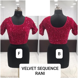 Vêtements indiens en velours et mousseline de soie pour femmes, chemisier, couleur rouge, nouvelle collection à la mode, 2020 - Product Image 2