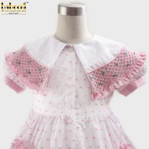 Lovely pink swiss dot tutu smocked dresses for girls - LD429