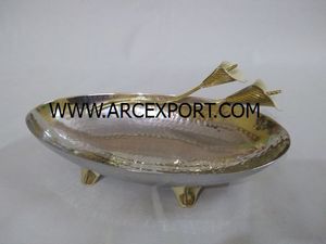 ชามและถาดเสิร์ฟลายดอกไม้ดีไซน์แฟนซีถาดเงินทรงกลมสีทองด้านเดียว - Product Image 6