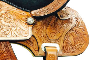 Barril de cuero prémium para carreras, conjunto de sillín de caballo occidental, tachuelas (talla de asiento de 14 "-18"), disponible en varios colores y tamaños - Product Image 3