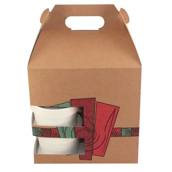 N642 Fantasia Tirar Lancheira, Caixa De Frango Com Cup Holder, Design de Embalagem caixa de papel Recipientes de Comida Quente