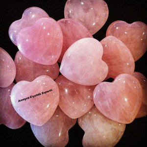 Cœur de pierres précieuses pour la guérison, cristal Amayra, jolis, bouffants, en Quartz Rose, importé - Product Image 2
