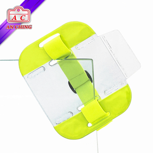 Yellow Reflective Neon Soft Plastic <b>ID</b> Armband <b>Holder</b> with Adjustable Elastic Band - Product Image 3