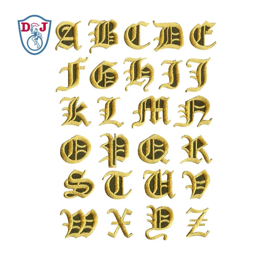 Parche gótico con alfabeto, 26 letras, pegatinas, insignias bordadas con plancha, ropa bordada con nombre personalizado, logotipo de equipo personalizado