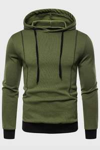 เสื้อสเวตเตอร์ขนแกะแขนยาวสำหรับผู้ชายเสื้อแจ็คเก็ตมีฮู้ดปรับแต่งได้สำหรับเล่นกีฬาฤดูหนาวย้อมสีพื้น - Product Image 3