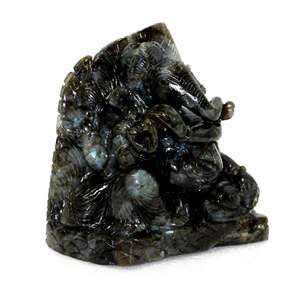 Artisanat en pierres semi-précieuses : Ganesha sculpté à la main en labradorite, style bouddhiste, pierres de guérison naturelles, résistant à l'eau - Product Image 2