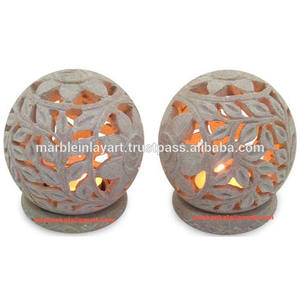 La plus belle pierre stéatite naturelle faite à la main sculpture ronde décorative chauffe-plat bougeoir utilisation pour les affaires et les cadeaux de mariage - Product Image 1