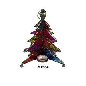 High Quality <b>Christmas</b> <b>Tree</b> Shaped Metal & Multi Color Glass Tealight <b>Candle</b> Holder for Home Decoration - Product Image 1