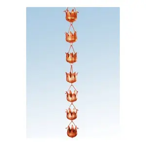 Metal Cup Embossed Style Copper Rain Chain Manufacturer Rain Chain 8.5 Feet Length Home Garden Ornament
